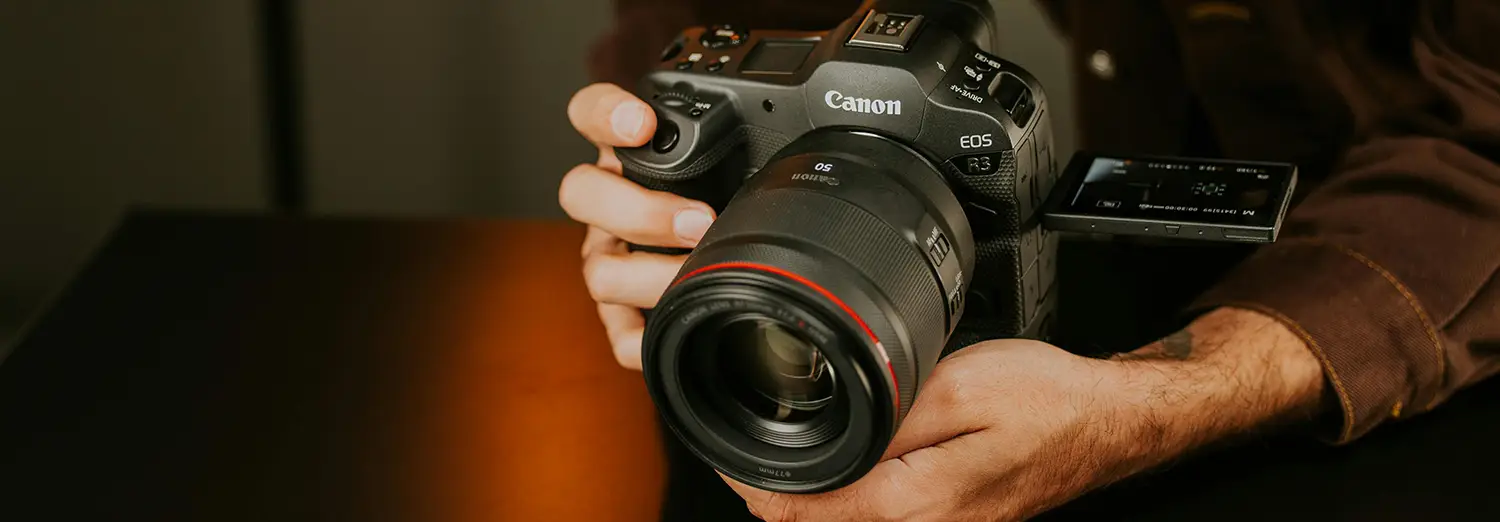 professional videography of Canon DSLR camera ready for filming