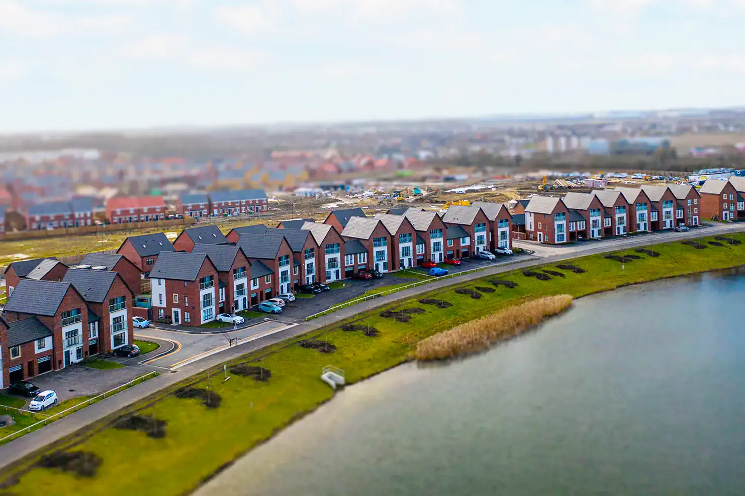 Aerial photography capturing a new estate