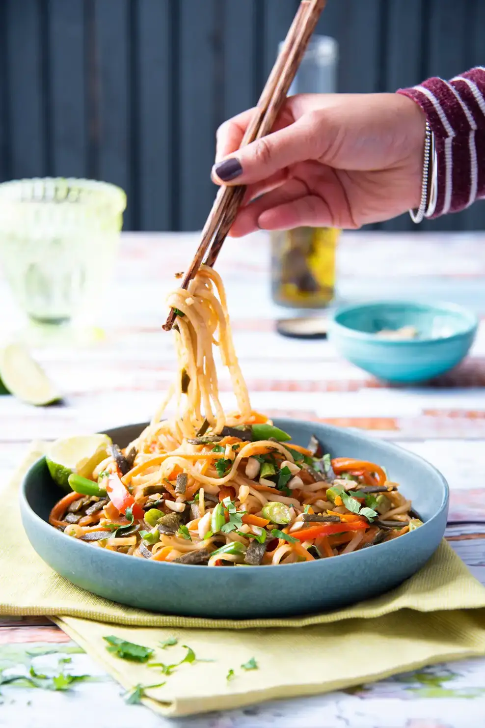 fresh noodles displayed through food photography